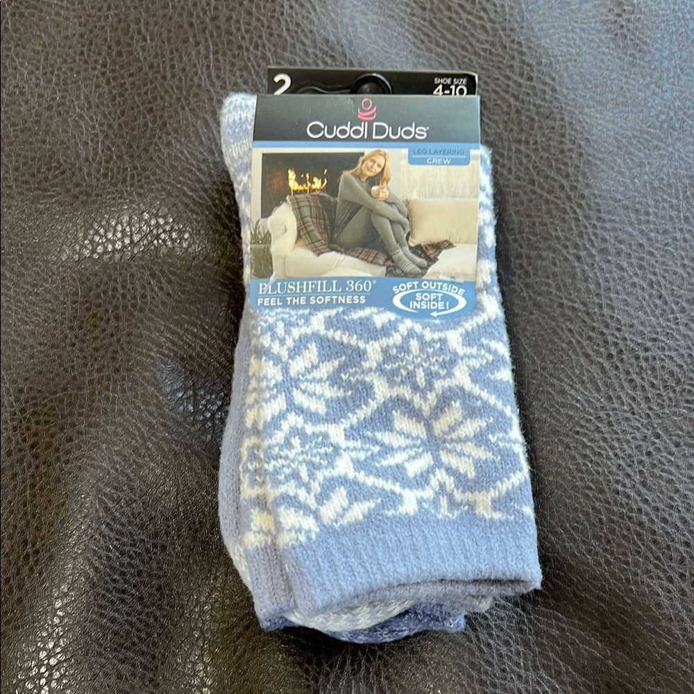 Cuddl Duds Blue and White Women’s Socks